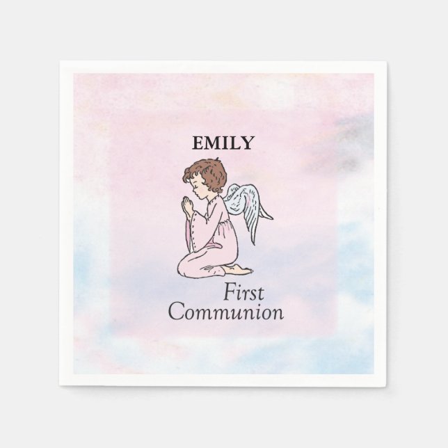Servilleta De Papel Chica, primer ángel de la comunión (Anverso)