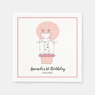 Servilleta De Papel Chica Primer cumpleaños Giraffe Fiestas Napkins