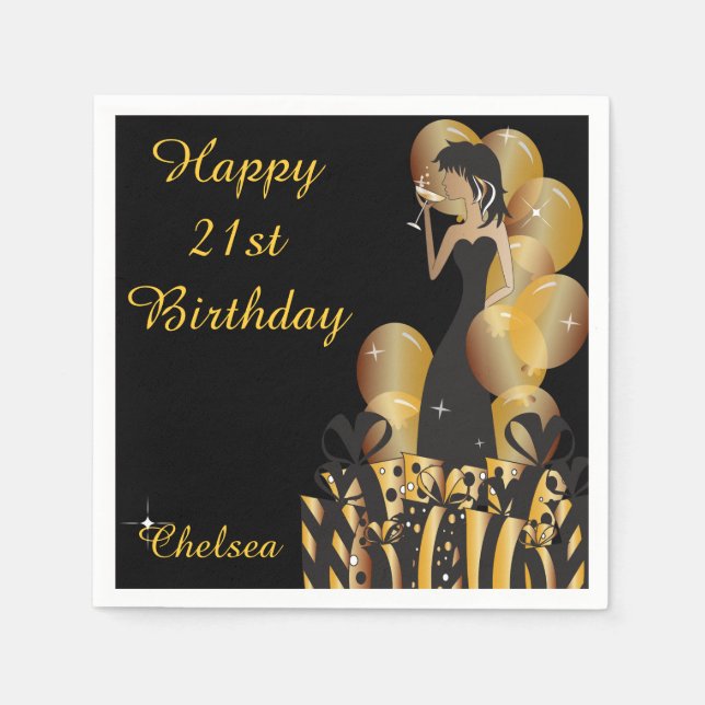 Servilleta De Papel Chica Princesa Diva de cumpleaños o Bachelorette (Anverso)