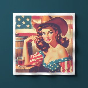 Servilleta De Papel Chica Retro Americana del Oeste Pinup