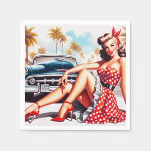 Servilleta De Papel Chica Retro Clásica Pin Up