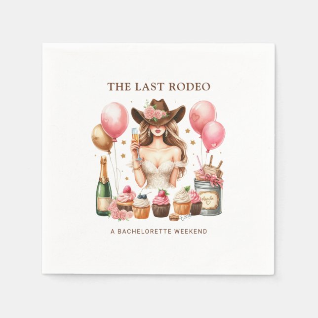 Servilleta De Papel Chica Rodeo Occidental Bachelorette Bridal Shower (Anverso)