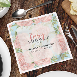 Servilleta De Papel Chica rosa Baby Shower Personalizado floral