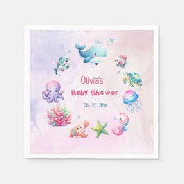 Servilleta De Papel Chica Rosa Bajo el Mar Baby Shower