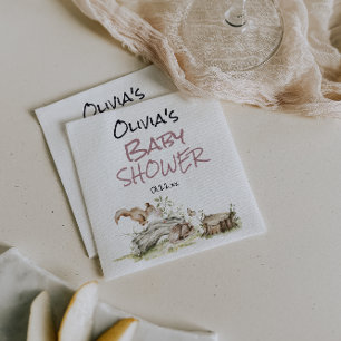 Servilleta De Papel Chica Rosa Bosque Animal Silvestre Baby Shower