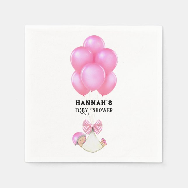 Servilleta De Papel Chica Rosa de Baby Shower (Anverso)