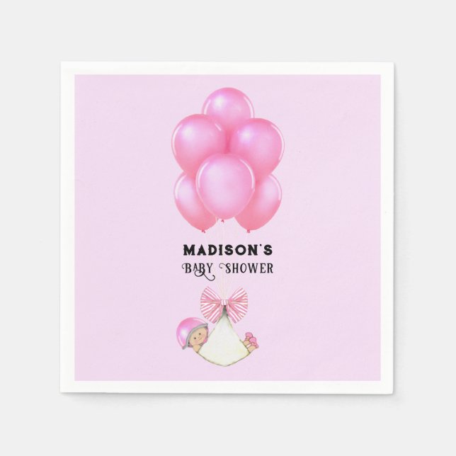 Servilleta De Papel Chica Rosa de Baby Shower (Anverso)