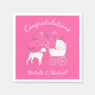Servilleta De Papel Chica Rosa de Boxer Dog Baby Shower