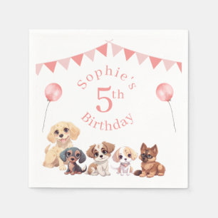 Servilleta De Papel Chica Rosa de Cachorro Cúpido Cumpleaños