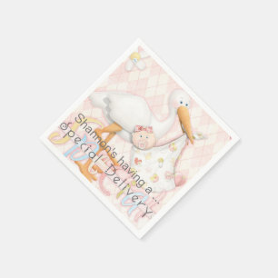 Servilleta De Papel Chica Rosa de cigüeña Baby Shower Papeles serville
