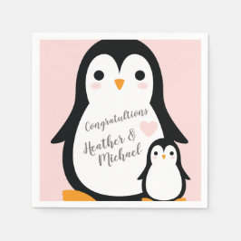 Servilleta De Papel Chica rosa de Cute Penguin Baby Shower