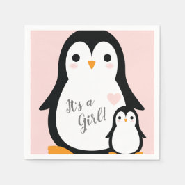 Servilleta De Papel Chica rosa de Cute Penguin Baby Shower