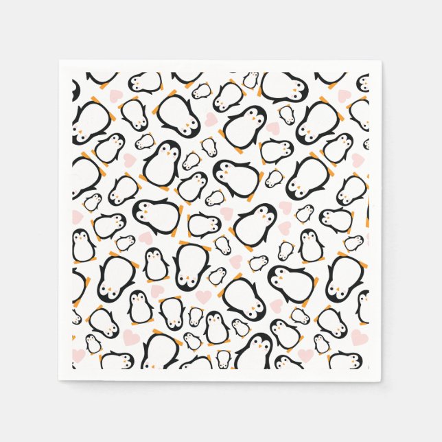 Servilleta De Papel Chica rosa de Cute Penguin Baby Shower (Anverso)
