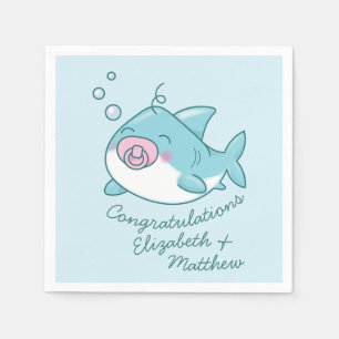Servilleta De Papel Chica rosa de Cute Shark Baby Shower Kawaii