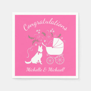 Servilleta De Papel Chica rosa de Dachshund Wiener Dog Baby Shower