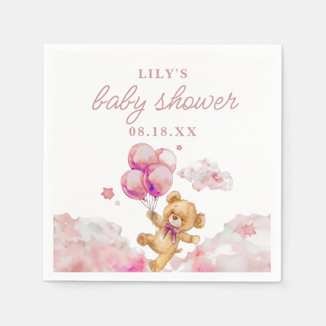 Servilleta De Papel Chica rosa de espera parcial Baby Shower (Anverso)