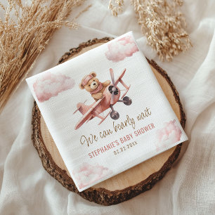 Servilleta De Papel Chica rosa del avión de oso lindo Baby Shower