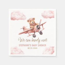 Servilleta De Papel Chica rosa del avión de oso lindo Baby Shower