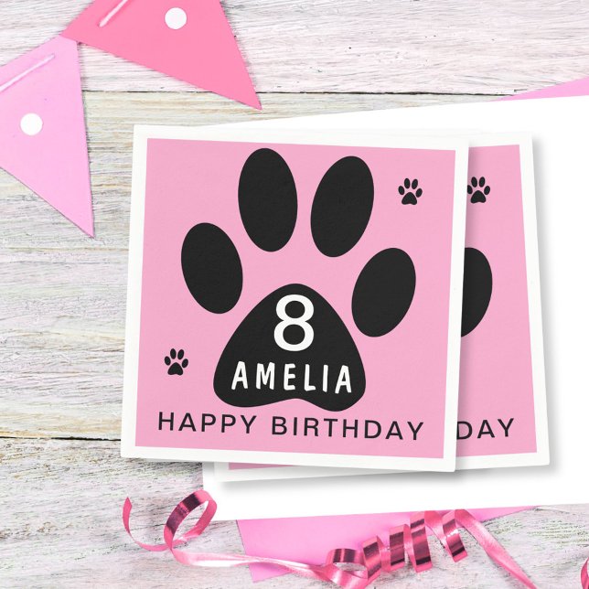Servilleta De Papel Chica Rosa Dog Paw Niños Fiesta de cumpleaños (Subido por el creador)