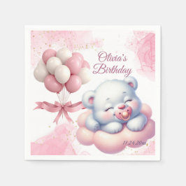 Servilleta De Papel Chica Rosa Estrella del Arcoiris Cumpleaños