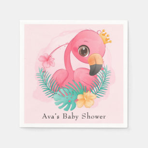 Servilleta De Papel Chica rosa flamenco negro Baby Shower