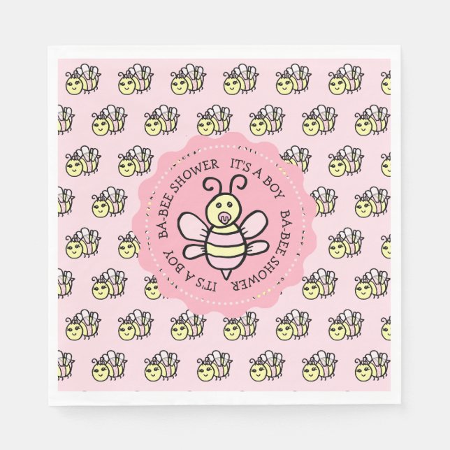 Servilleta De Papel Chica Rosa Honey Bee Baby Shower (Anverso)