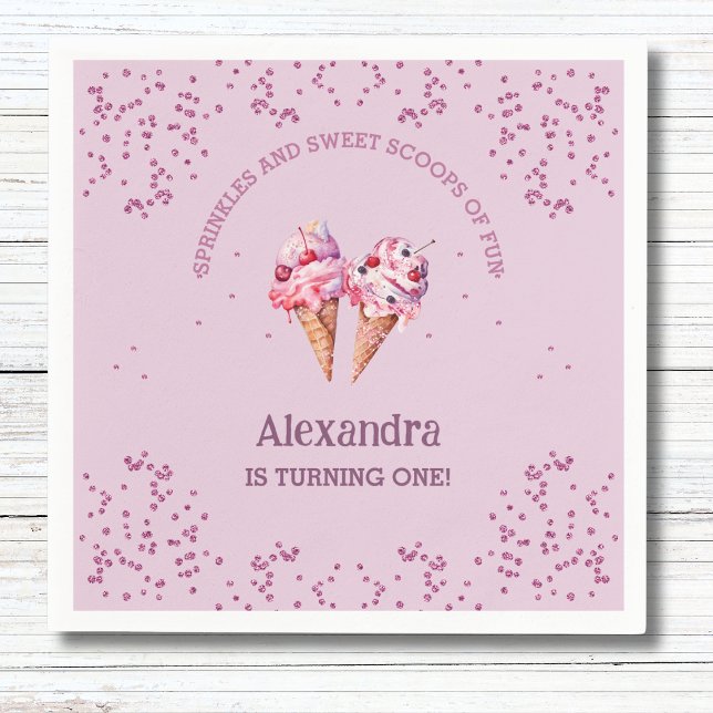 Servilleta De Papel Chica Rosa Lilac Scoop Crema de hielo Primer Fiest (Subido por el creador)