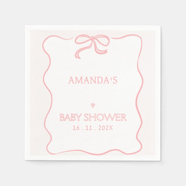 Servilleta De Papel Chica rosa moderno dobla papel Baby Shower (Anverso)