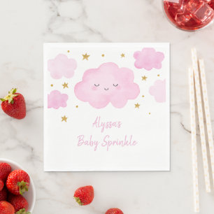 Servilleta De Papel Chica rosa Nube Estrellas Infantil Espolvoroso