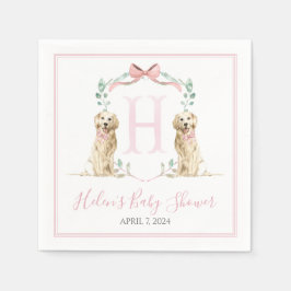 Servilleta De Papel Chica Rosa Preppy Sur Perro Baby Shower