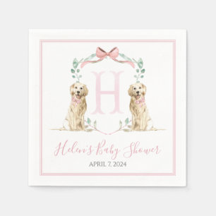 Servilleta De Papel Chica Rosa Preppy Sur Perro Baby Shower
