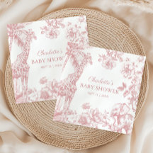 Chica rosa Toile de Jouy Safari Animales Baby Show