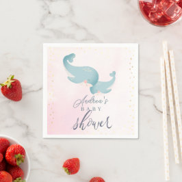 Servilleta De Papel Chica rosado de ballenas Baby Shower