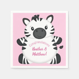 Servilleta De Papel Chica rosado zebra Baby Shower Safari