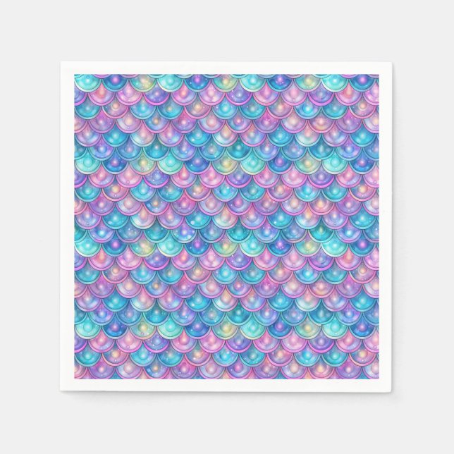 Servilleta De Papel Chica Sirena Cumpleaños Morado Rosa (Anverso)