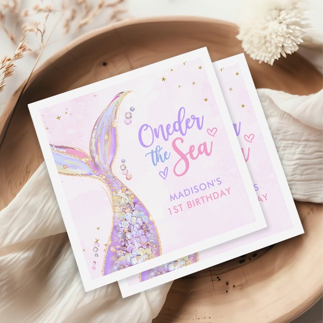 Servilleta De Papel Chica Sirena Primer Fiesta de Cumpleaños (Subido por el creador)