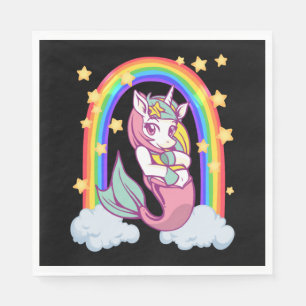 Servilleta De Papel Chica sirena unicornio arcoíris