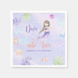 Servilleta De Papel Chica Sirenita se sumerge en la fiesta de los cinc