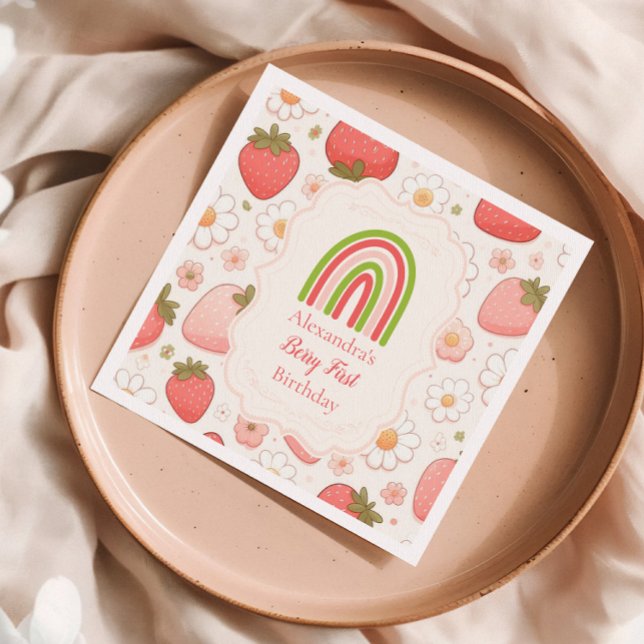 Servilleta De Papel Chica Strawberry Berry Primer Fiesta de cumpleaños (Subido por el creador)