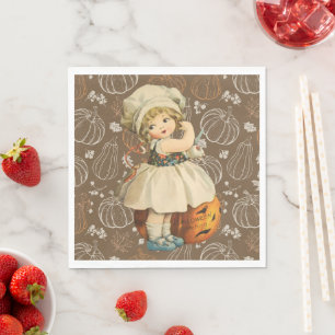 Servilleta De Papel Chica tallando manzana Halloween