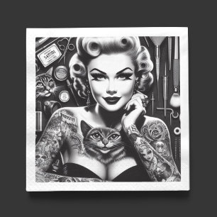 Servilleta De Papel Chica tatuada de estilo alternativo clásico