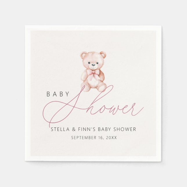 Servilleta De Papel Chica Teddy Bear Baby Shower Paper (Anverso)