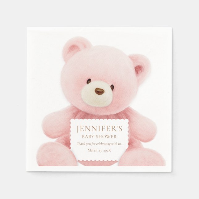 Servilleta De Papel Chica Teddy Bear Baby Shower Paper (Anverso)