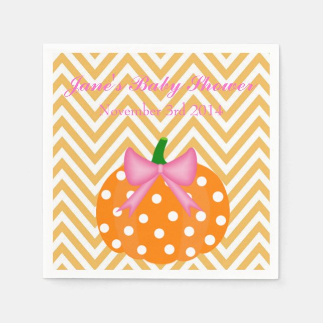 Servilleta De Papel Chica temática de parche de calabaza Baby Shower (Anverso)