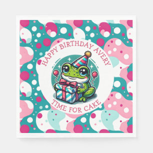 Servilleta De Papel Chica Temática de Rana Cuta Cumpleaños Personaliza