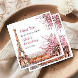 Servilleta De Papel Chica Torre Eiffel Paris 1er cumpleaños