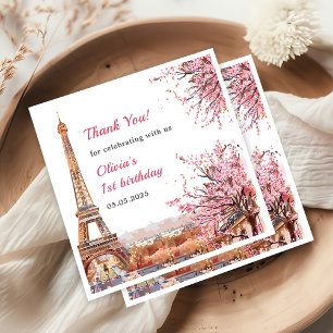 Servilleta De Papel Chica Torre Eiffel Paris 1er cumpleaños