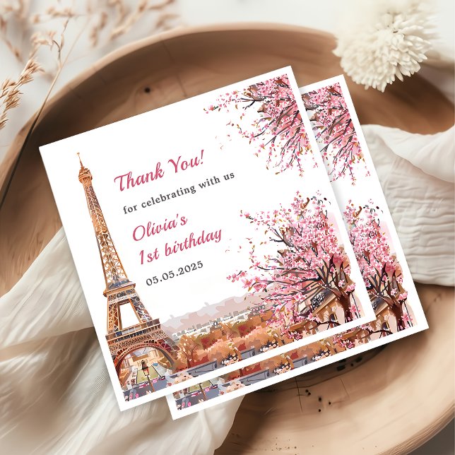 Servilleta De Papel Chica Torre Eiffel Paris 1er cumpleaños (Subido por el creador)