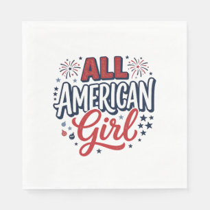 Servilleta De Papel Chica totalmente americana Diseño vectorial vintag