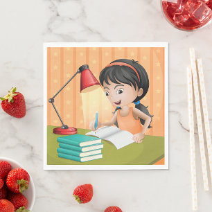 Servilleta De Papel Chica Trabajando En Las Toallas De Escritorio